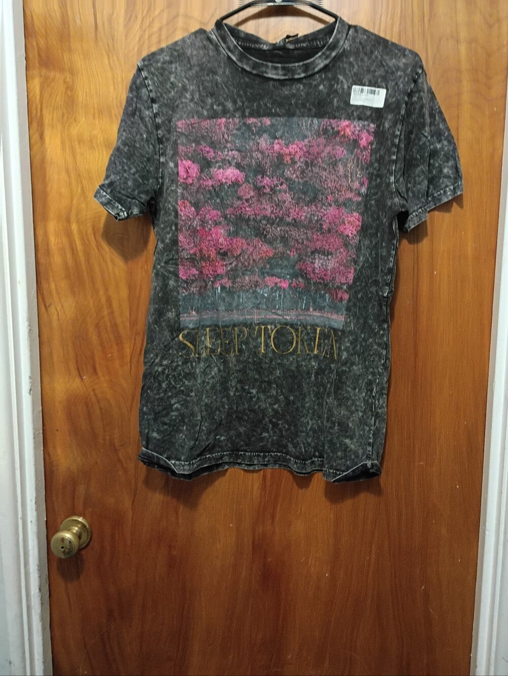 Vintage Wash Short Sleeve Tee with Pink Graphic